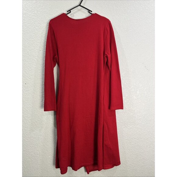 Birch NY Wrap Dress Size M Red Tie Waist Sweater Knit Holiday Christmas Cocktail - Picture 2 of 8